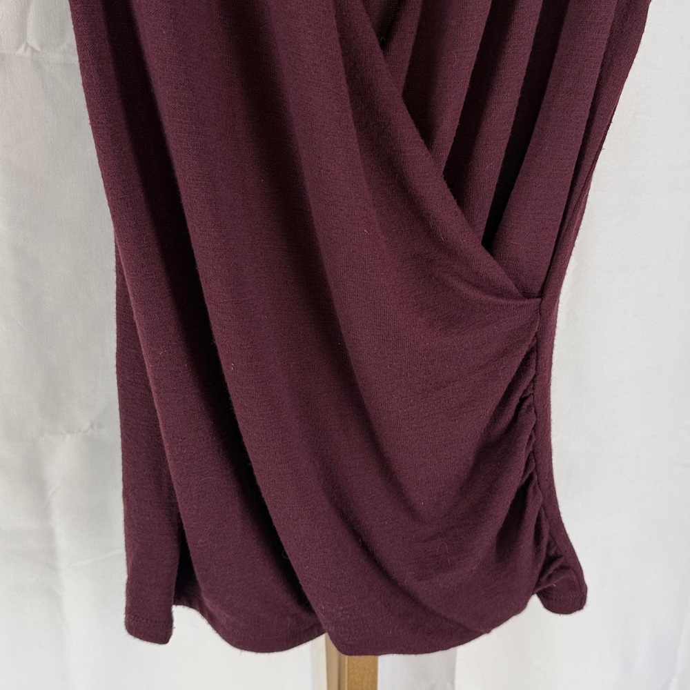 41 Hawthorn Benni Wrap Front Ruche Knit Tank Top Shirt - Wine Burgundy - Small - Picture 5 of 13